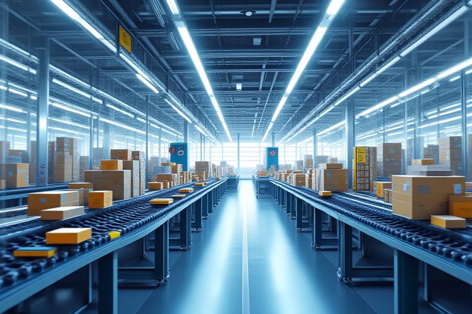 E-commerce fulfillment center with automated sorting