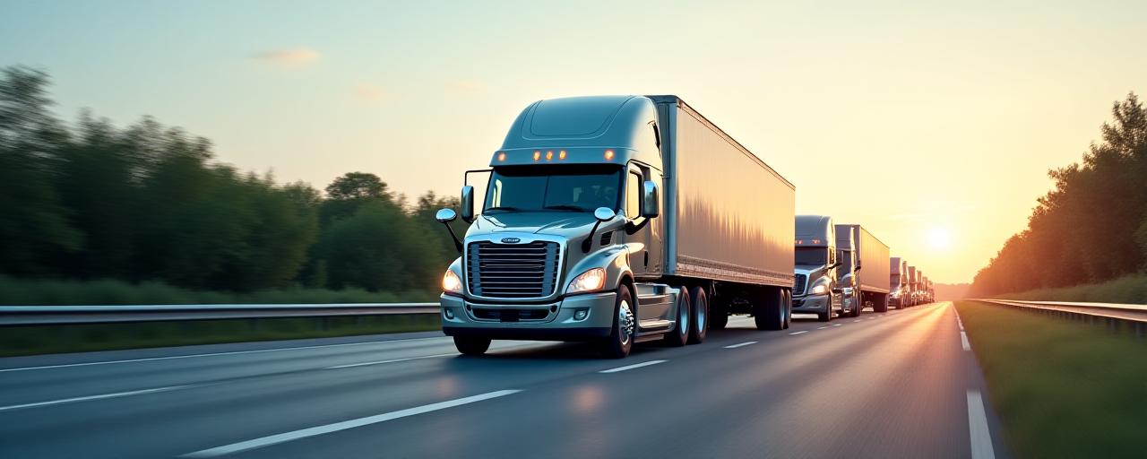 Transportation logistics fleet on highway